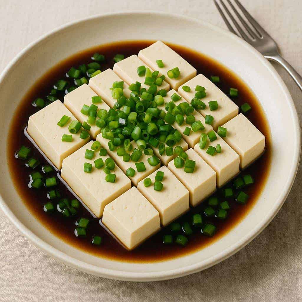 7. Steamed Tofu with Soy and Scallions