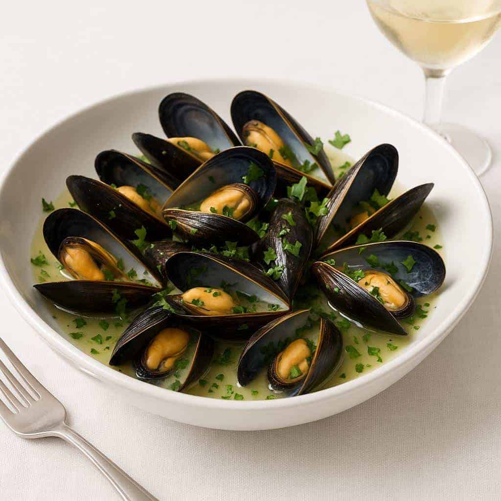 10. Steamed Mussels with White Wine and Herbs