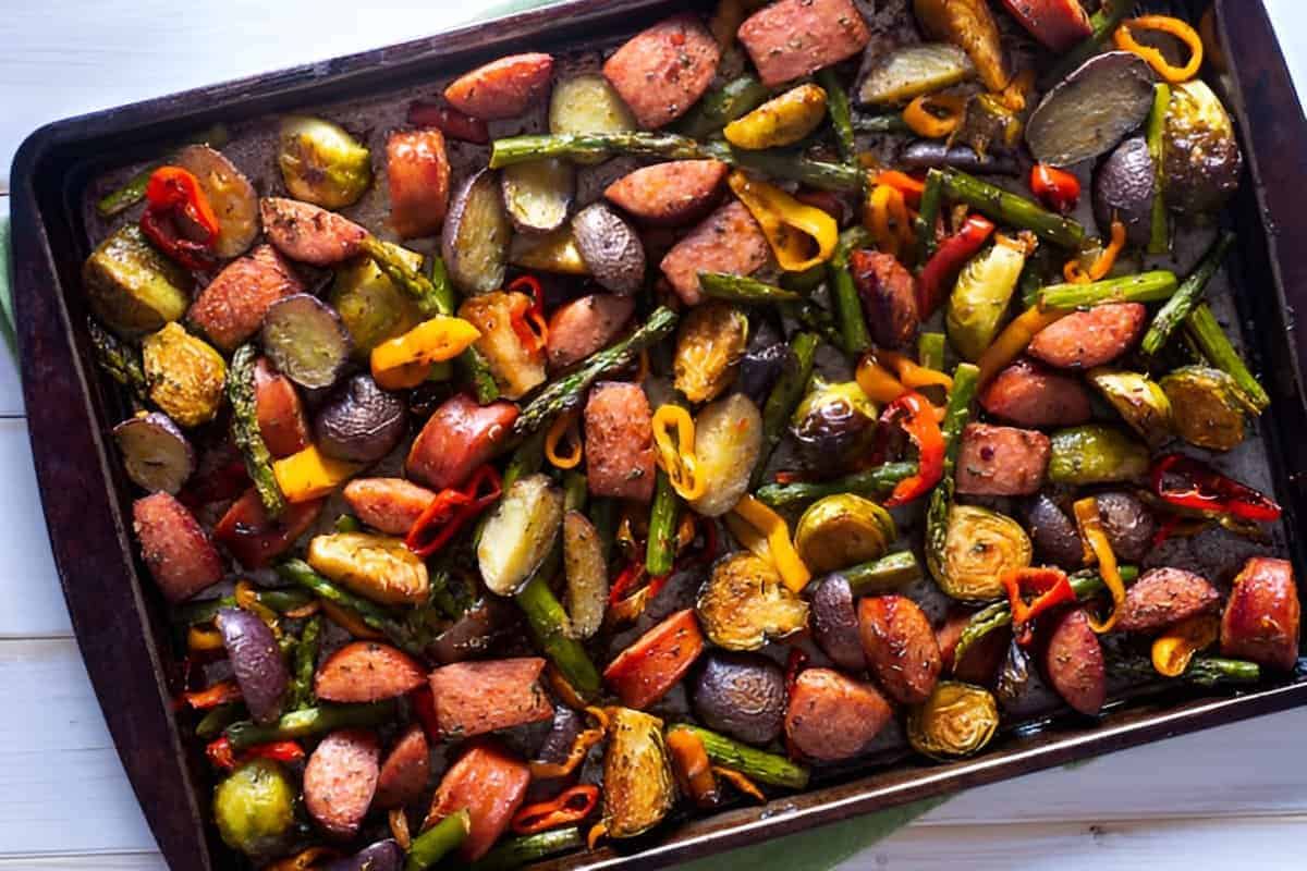3. Sheet Pan Sausage and Roasted Vegetables