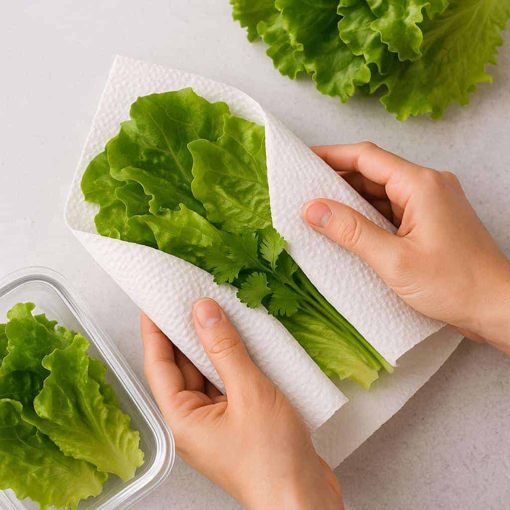 1. Keep Greens Crisp with Paper Towels