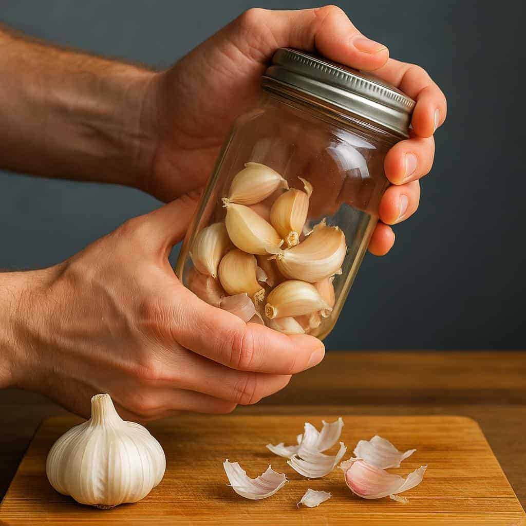 12. Quickly Peel Garlic by Shaking