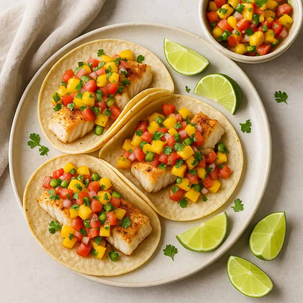 5. Mango Salsa-Topped Fish Tacos