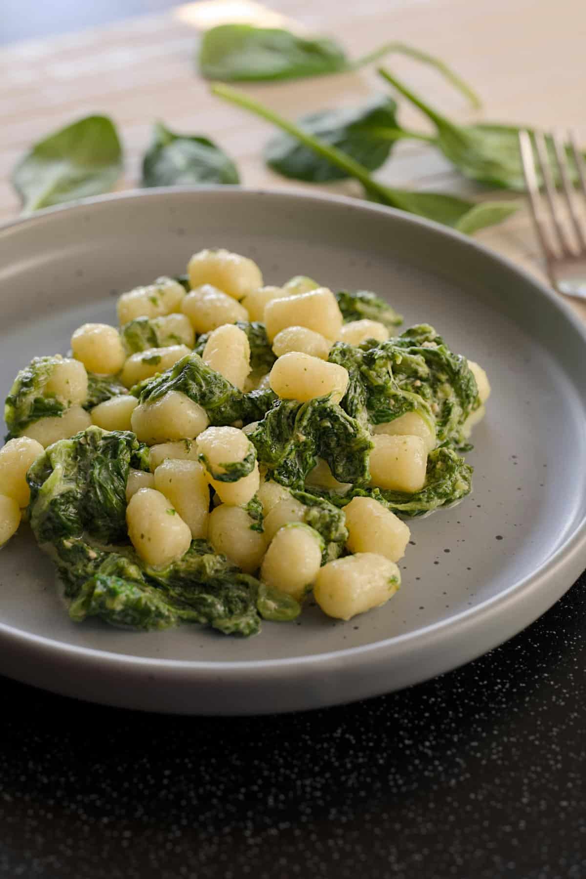 8. Creamy Pesto Gnocchi with Spinach