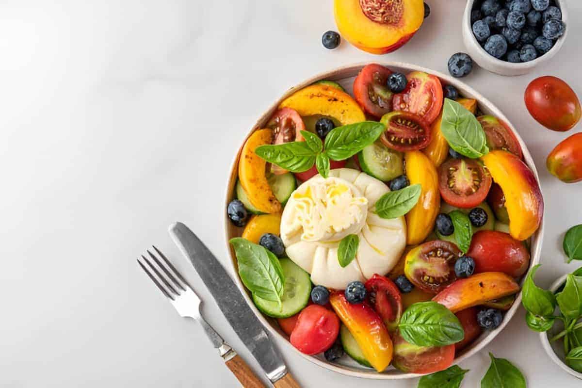 1. Grilled Peach and Burrata Salad