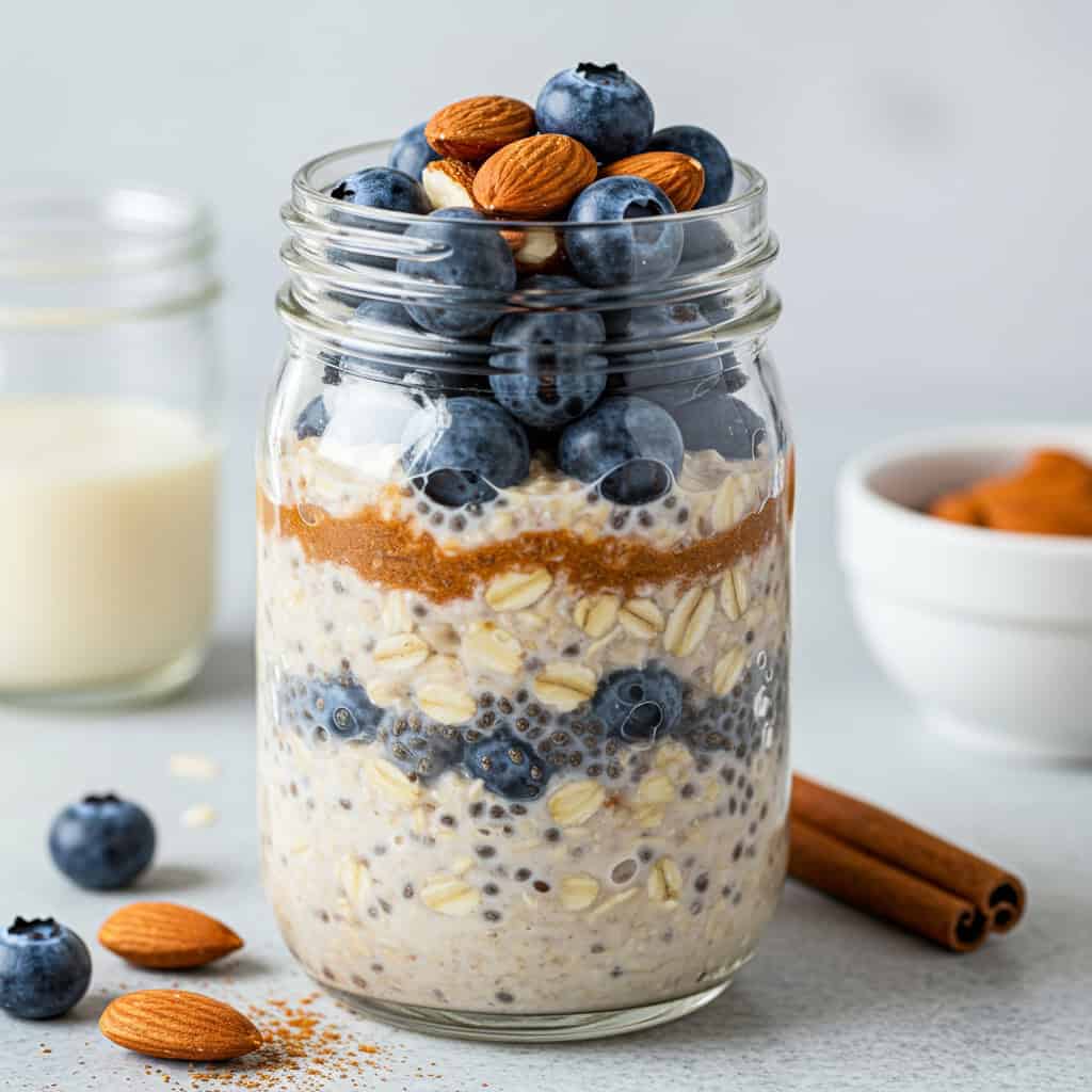 1. Classic Blueberry Almond Overnight Oats