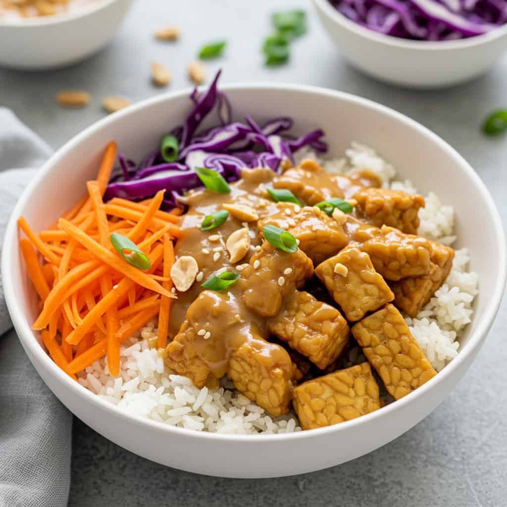 6. Thai Peanut Tempeh Bowl