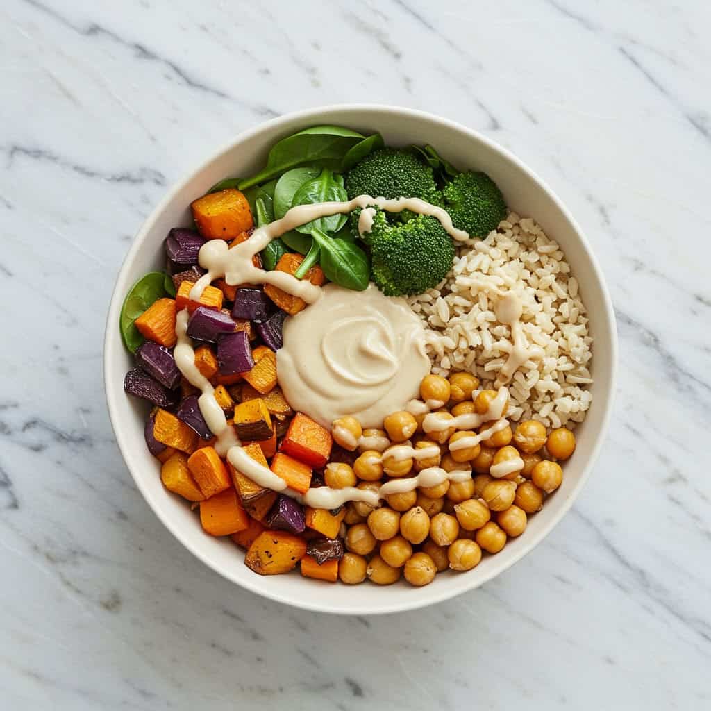 14. Roasted Veggie Tahini Bowl