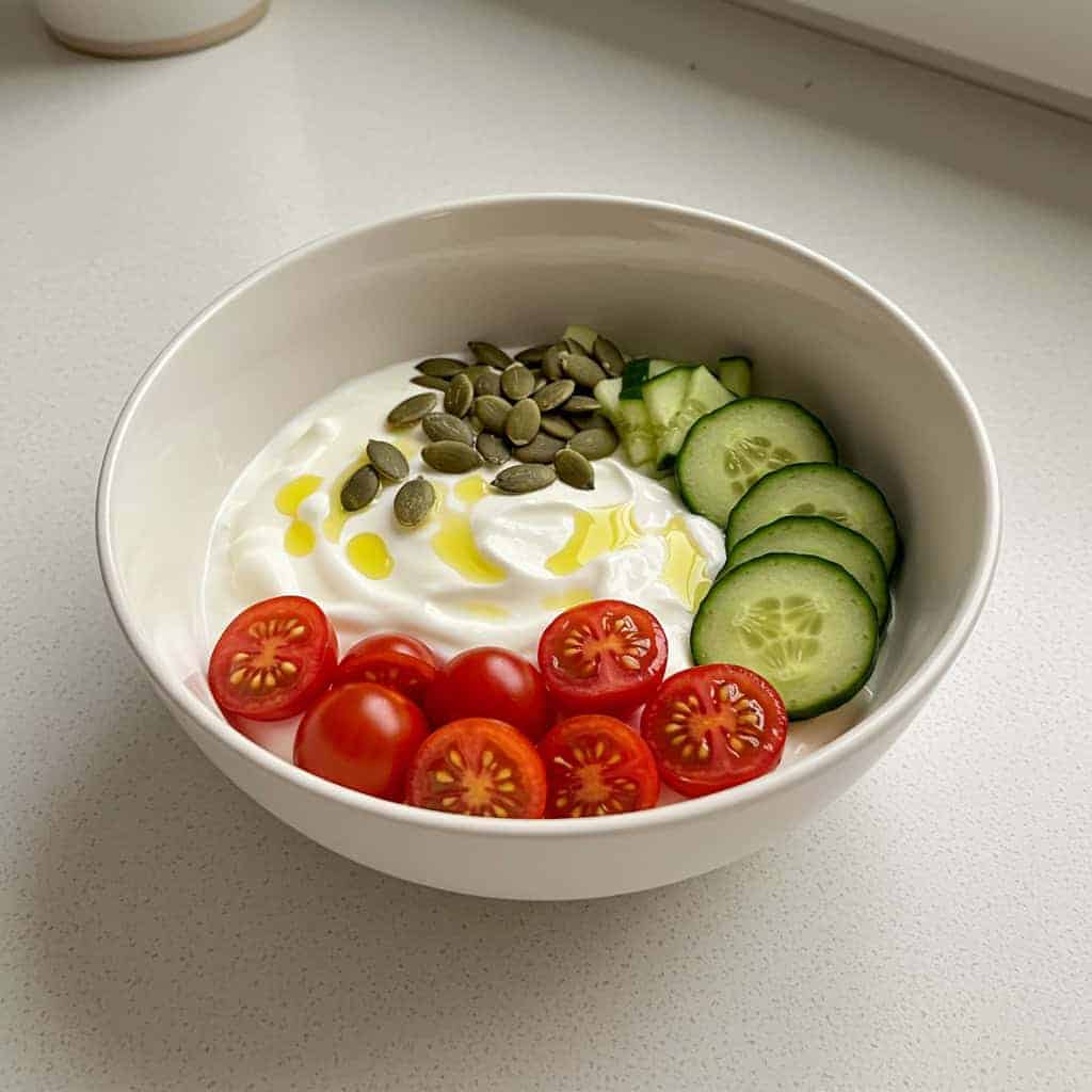 2. Greek Yogurt Bowls with Seeds and Veggies