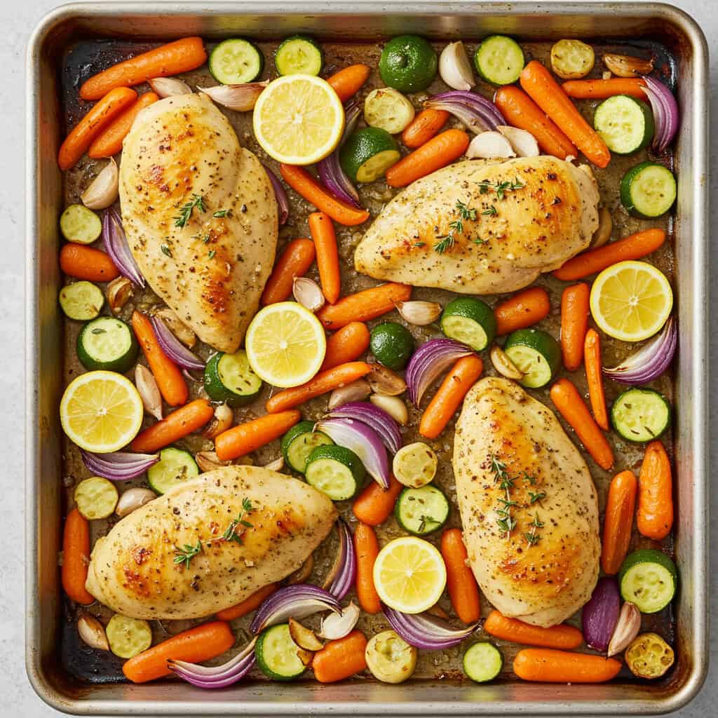 1. Lemon Garlic Chicken & Vegetables