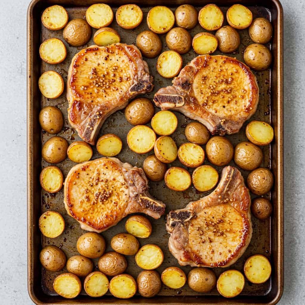 3. Honey Mustard Pork Chops & Potatoes