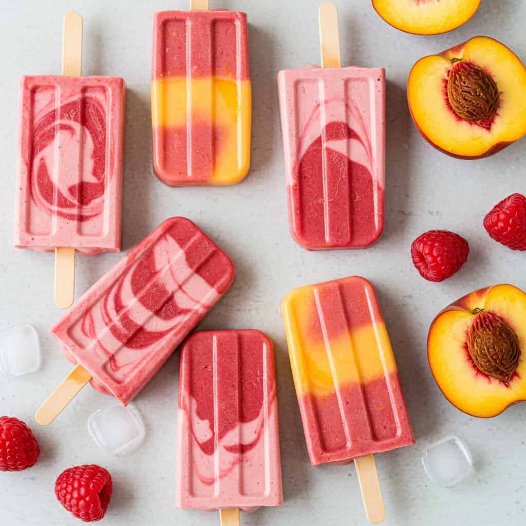 6. Raspberry Peach Swirl Pops