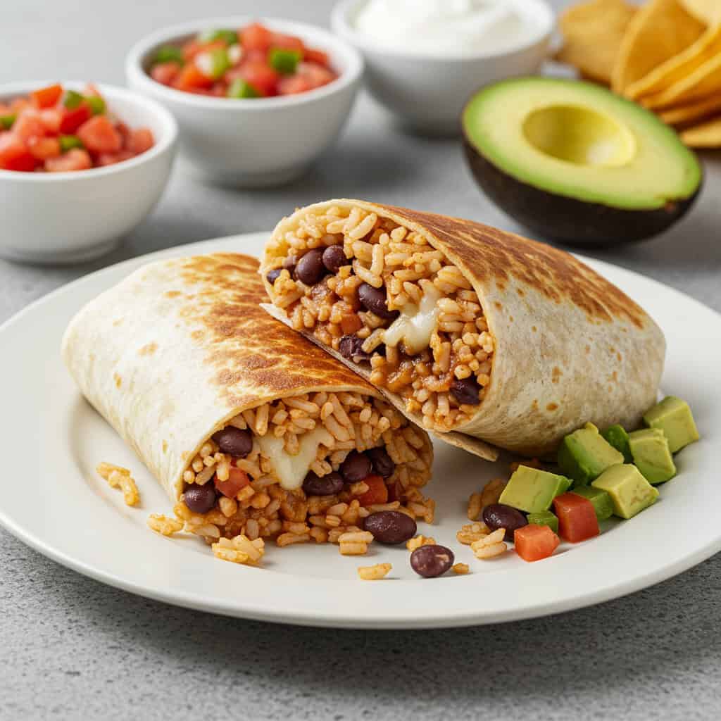 1. Cheesy Bean and Rice Burritos